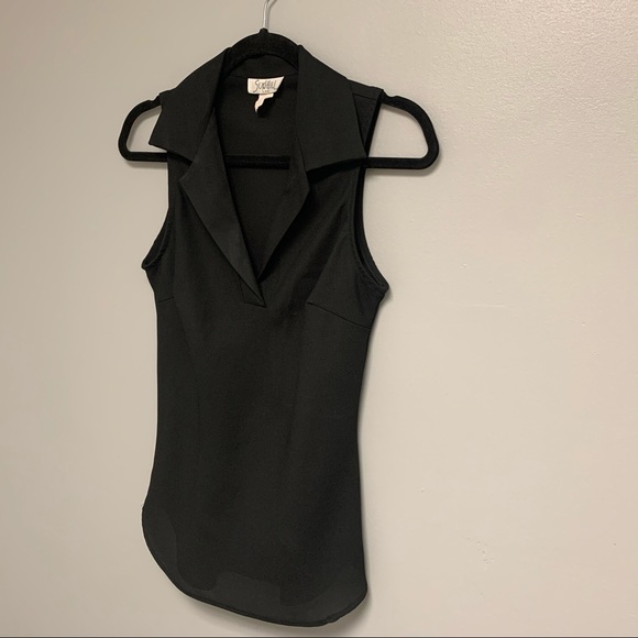 Vintage 60s/70s Sharp Collar Sleeveless Blouse - Picture 4 of 12